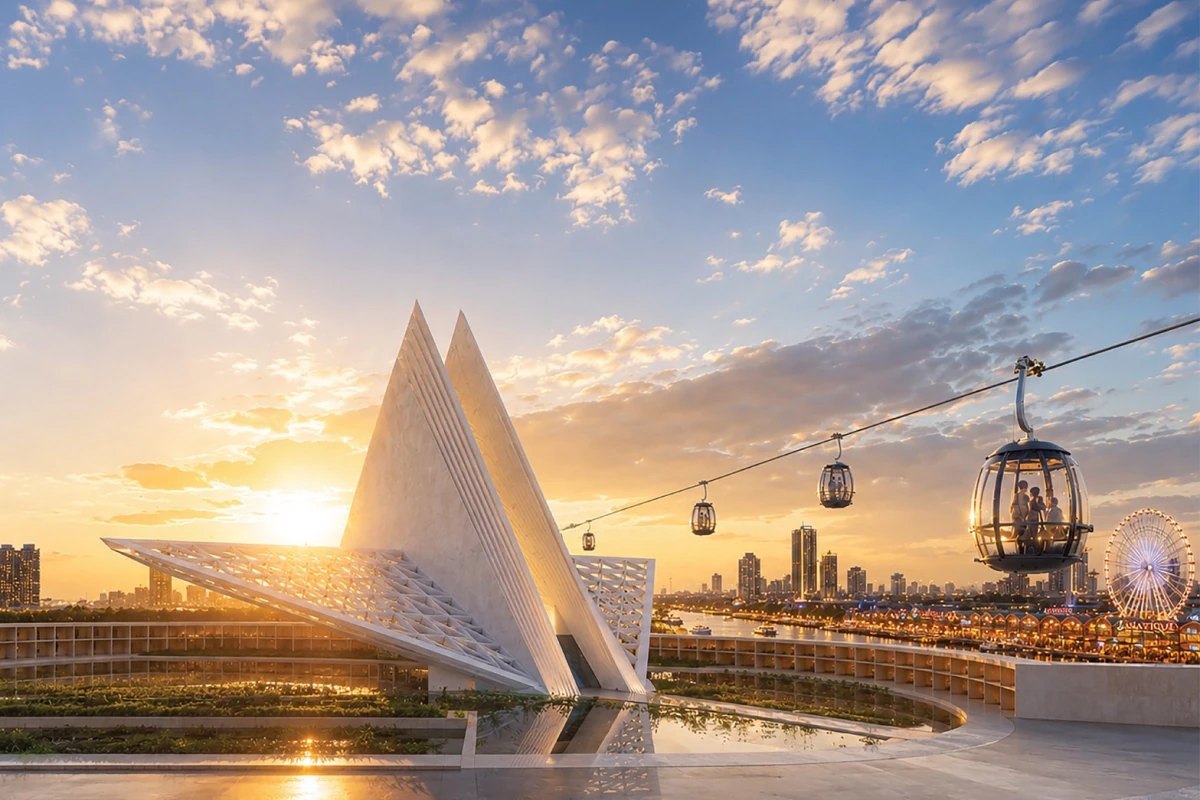 Official rendering published by Asset World Corporation for MONA Bangkok and the Bangkok-MONA Bangkok cable car.